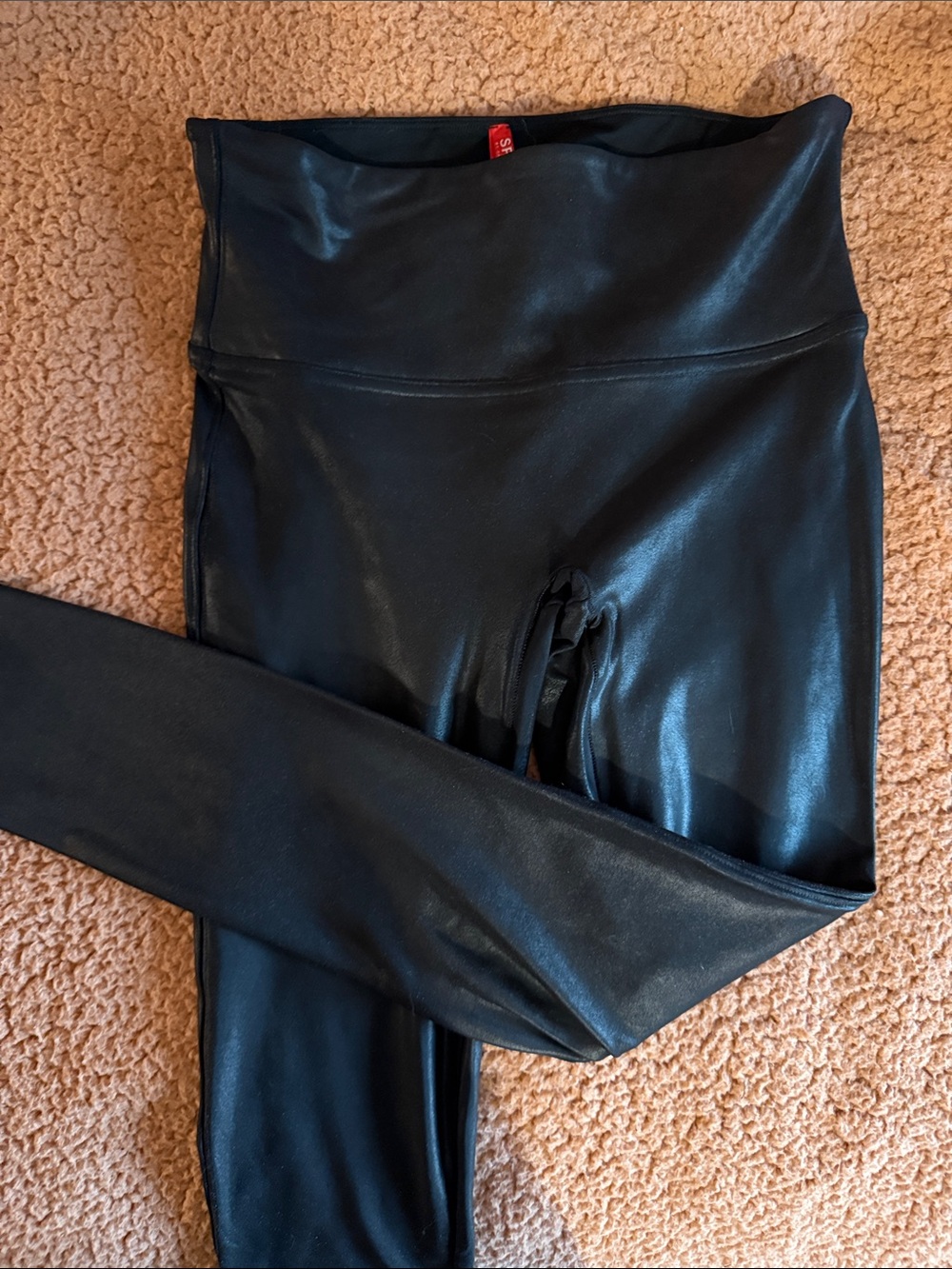 Spanx Black Faux Leather High-Waist Leggings